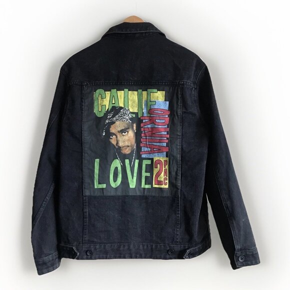 Tupac 2Pac California Love Cotton On Black Dark Denim Jacket - Unisex Small - Picture 5 of 9
